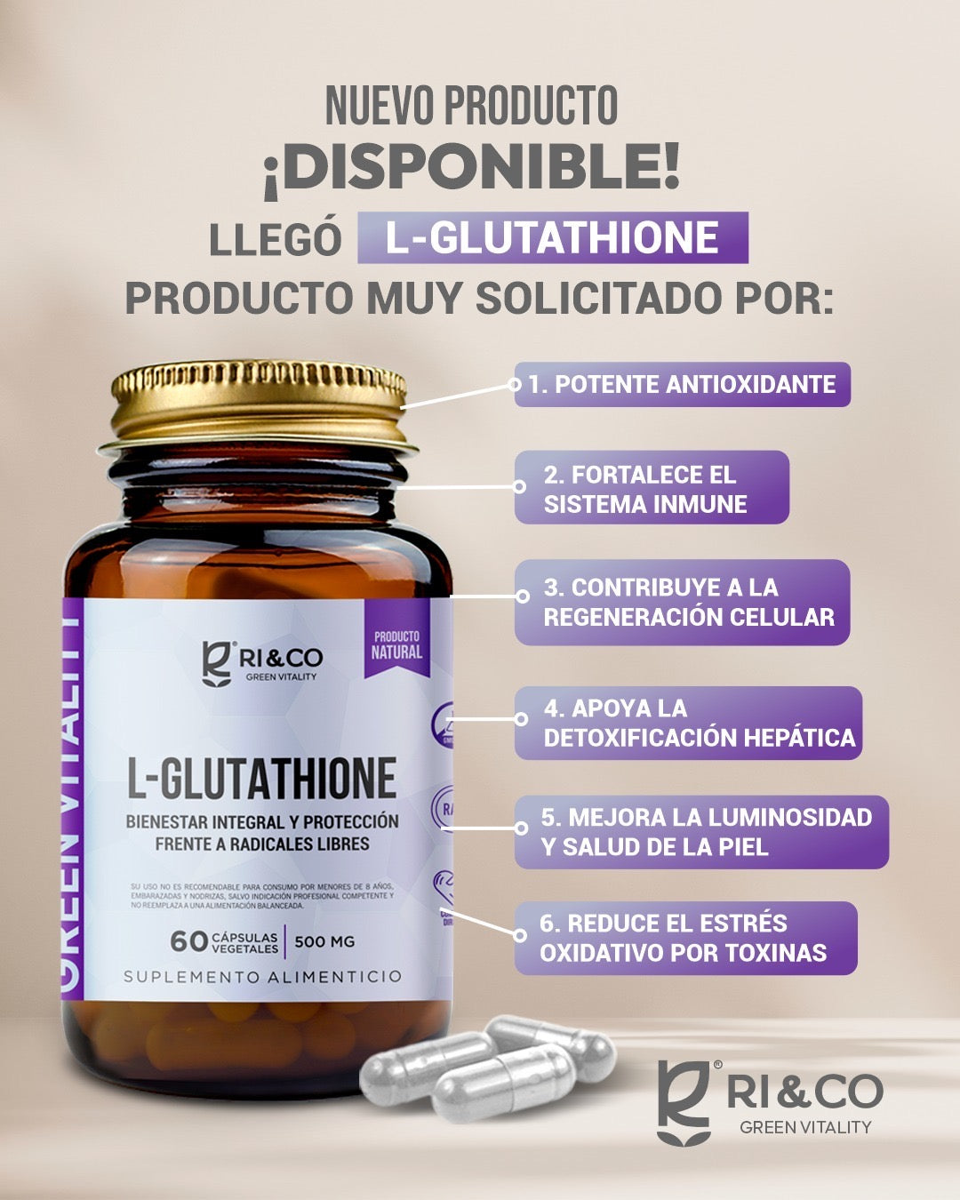 L-Glutathione 60 Cápsulas