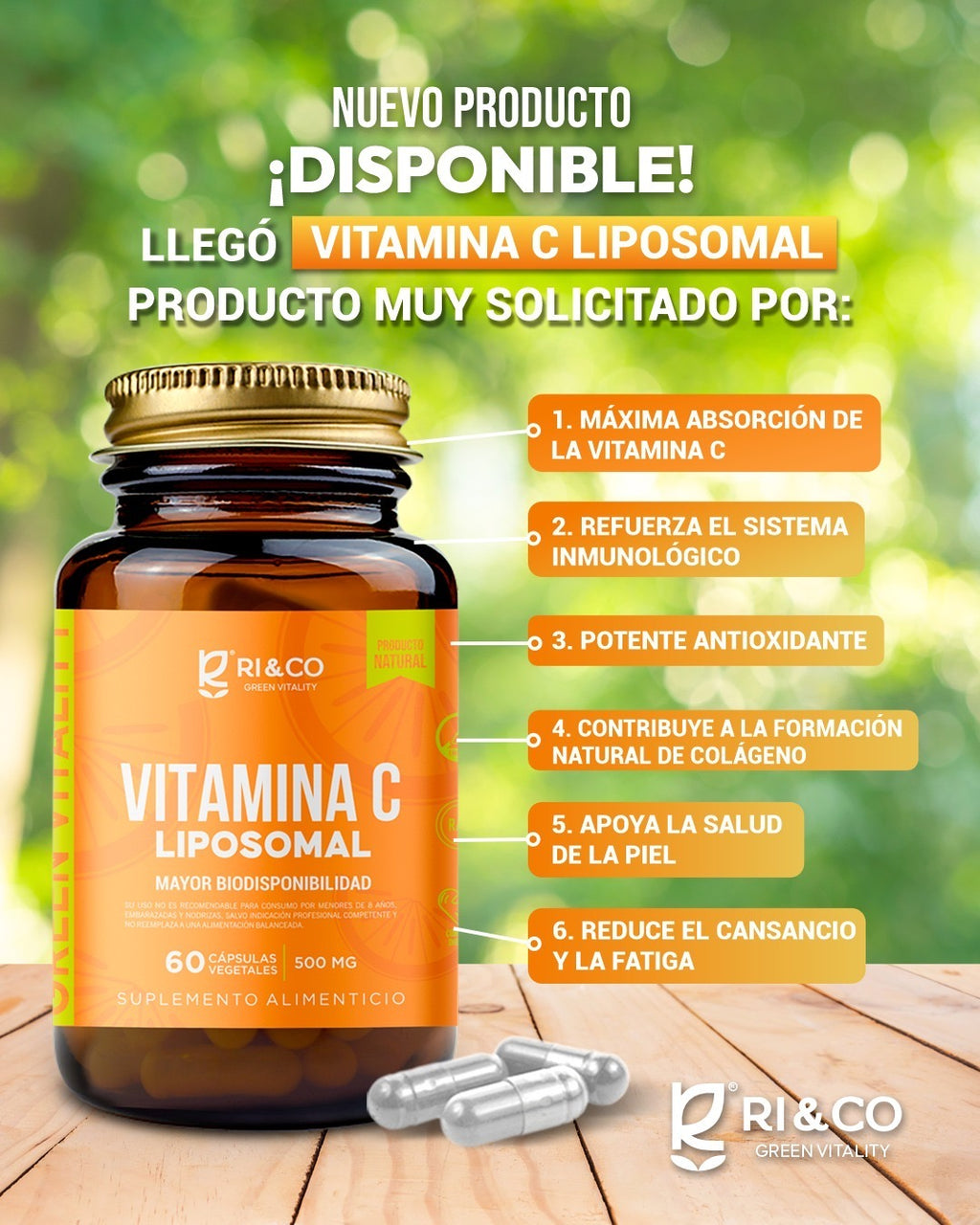 Vitamina C Liposomal 500 mg 60 Cápsulas