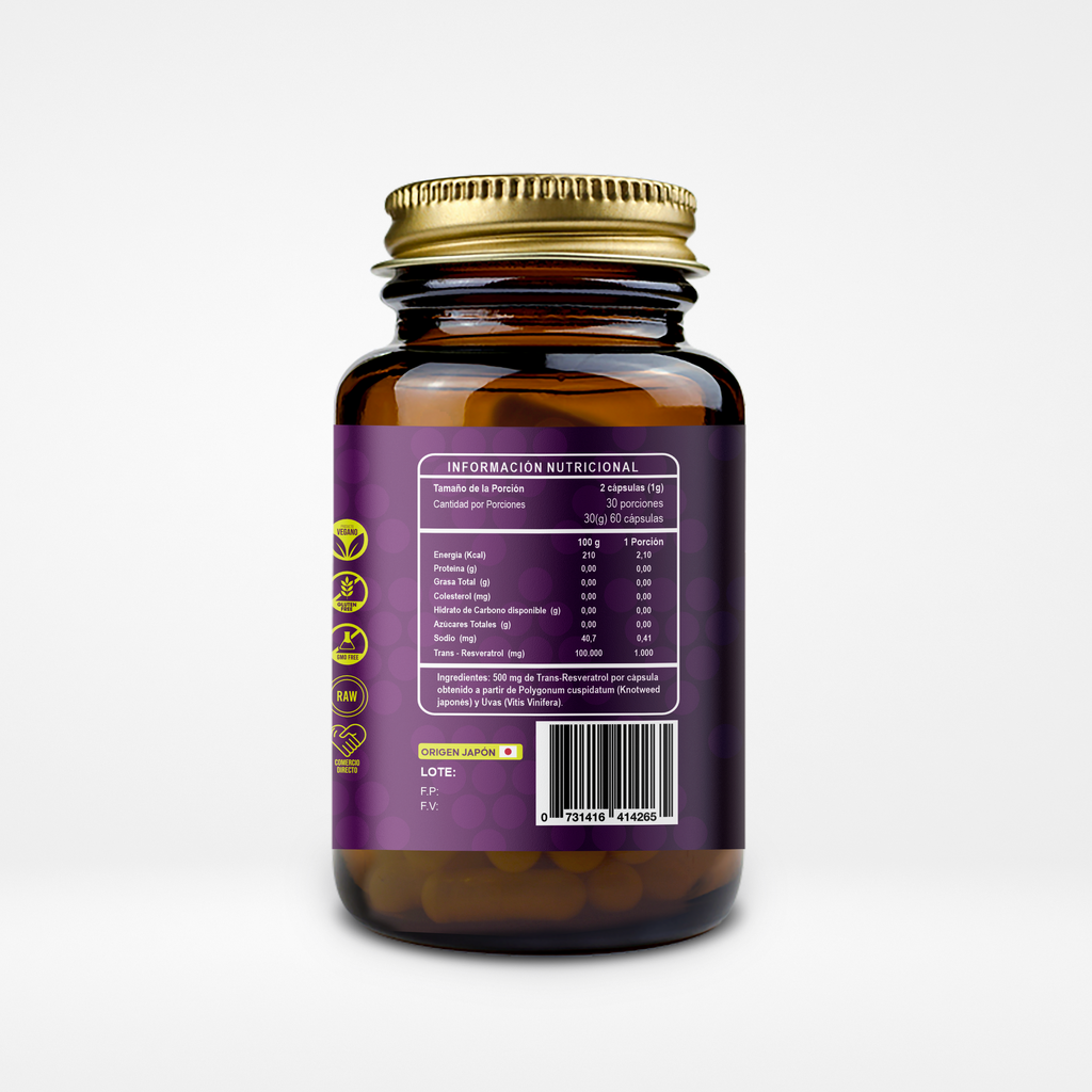 Trans-Resveratrol 500 mg 60 Cápsulas