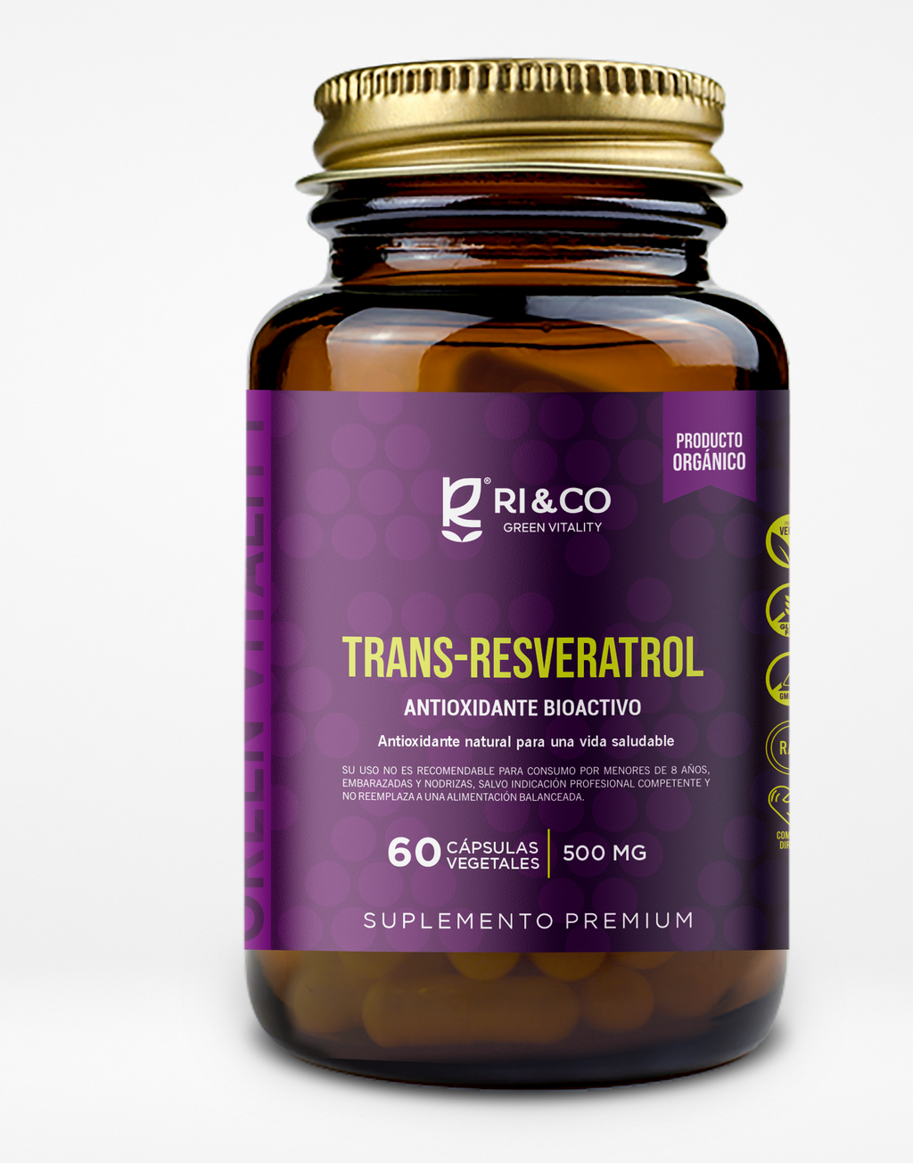 Trans-Resveratrol 500 mg 60 Cápsulas