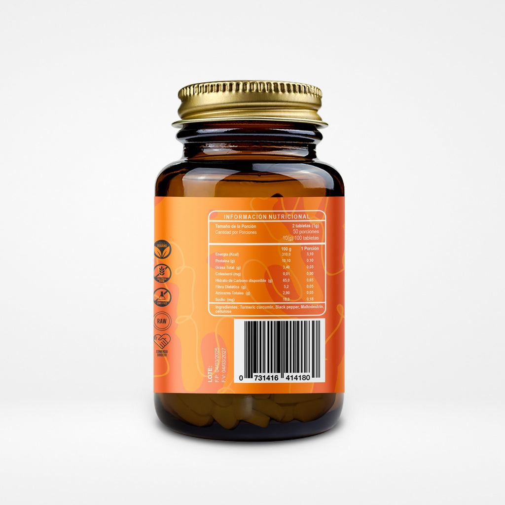 Cúrcuma y Pimienta Negra 500 mg 100 Tabletas