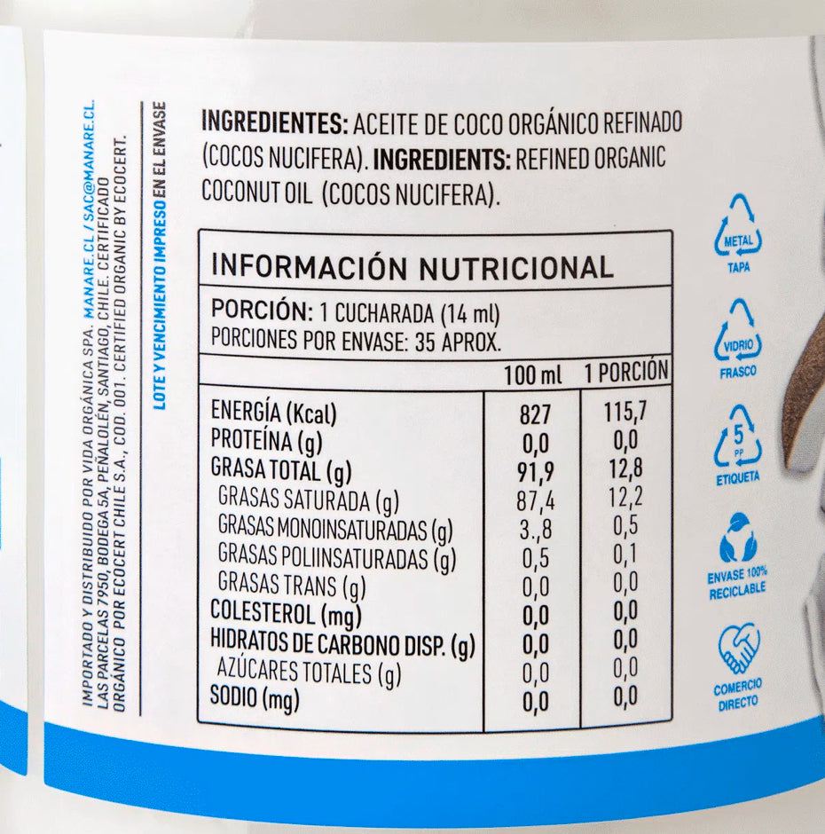 Aceite de Coco Orgánico 500ml