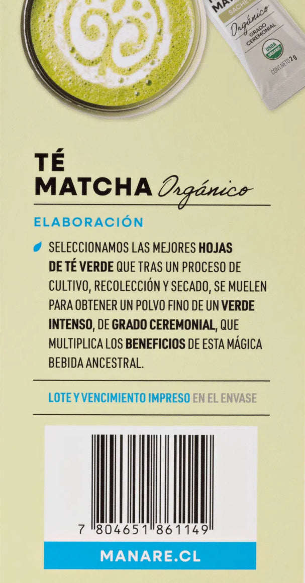 Té Matcha Sachet Orgánico 20 un Manare