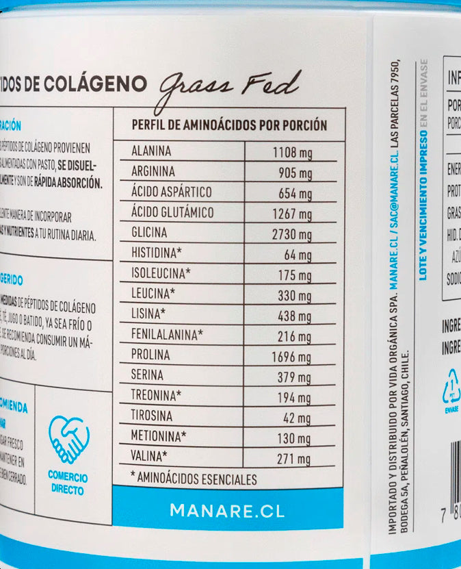 Péptidos de Colágeno Hidrolizado 250 g Manare