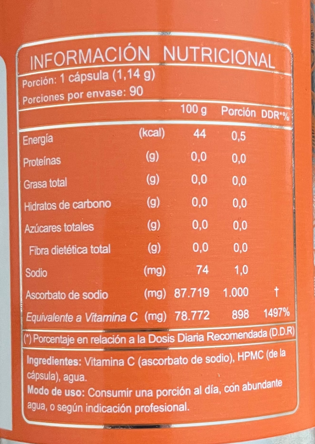 Vitamina C No Ácida FNL 1000mg 90 Cápsulas