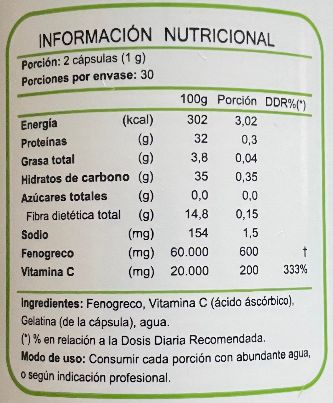 Fenogreco FNL 60 Cápsulas