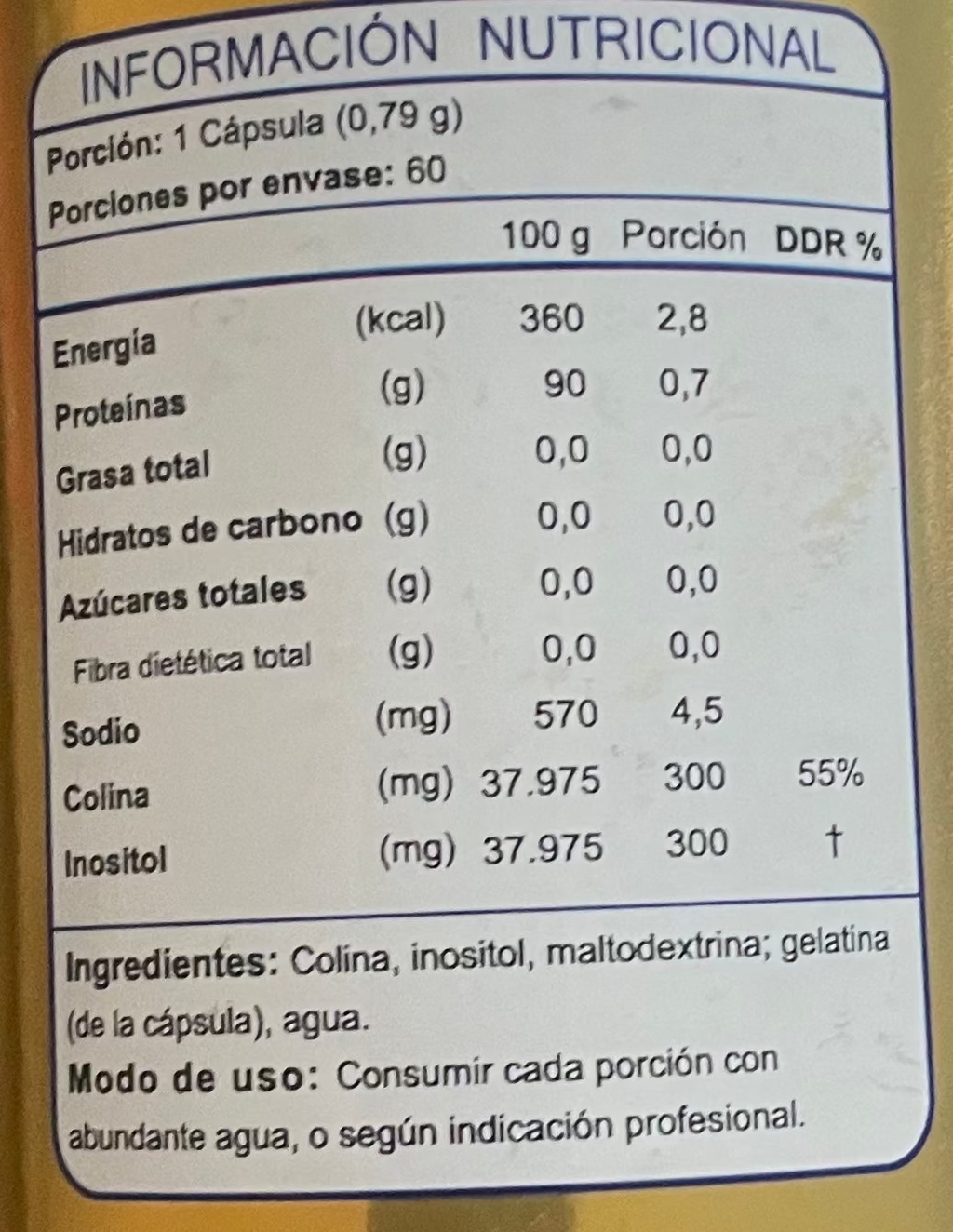 Colina & Inositol FNL 300/300 mg 60 Cápsulas