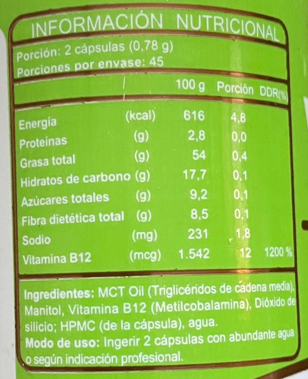 Vitamina B12 Vegana Natural Veggies 90 Cápsulas