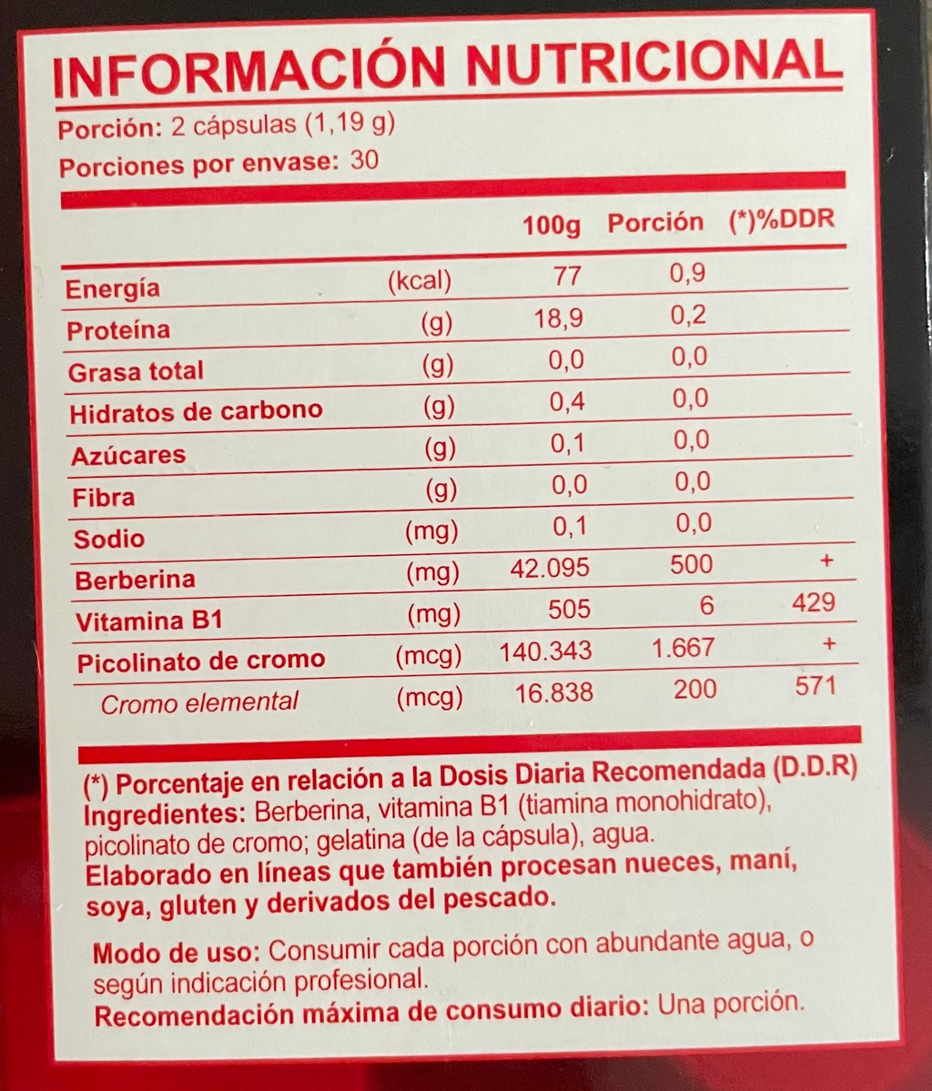 Berberina FNL 500 mg 60 Cápsulas