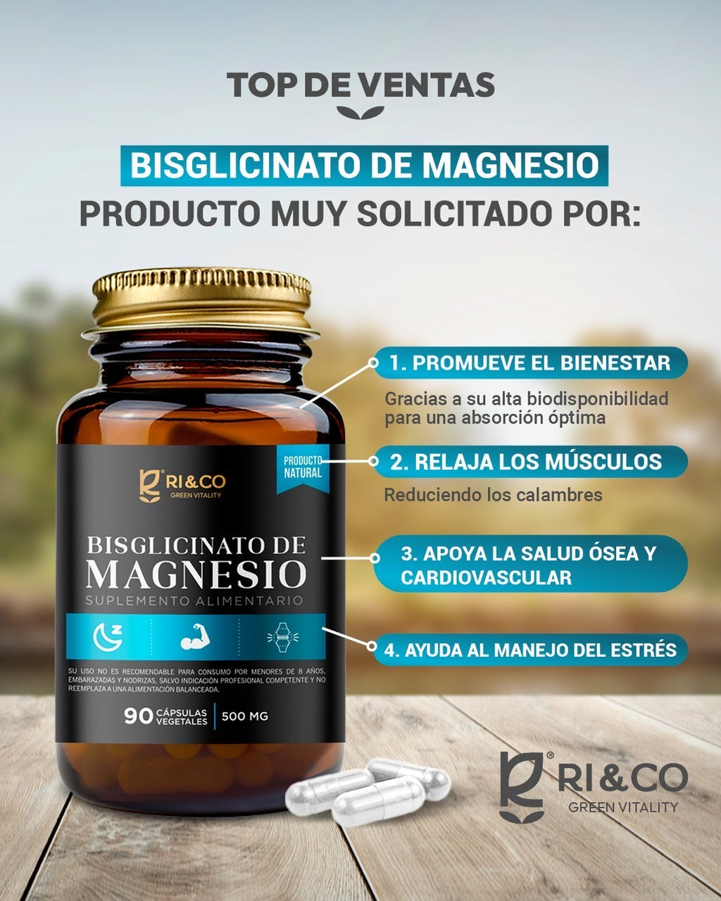 Bisglicinato de Magnesio 90 Cápsulas