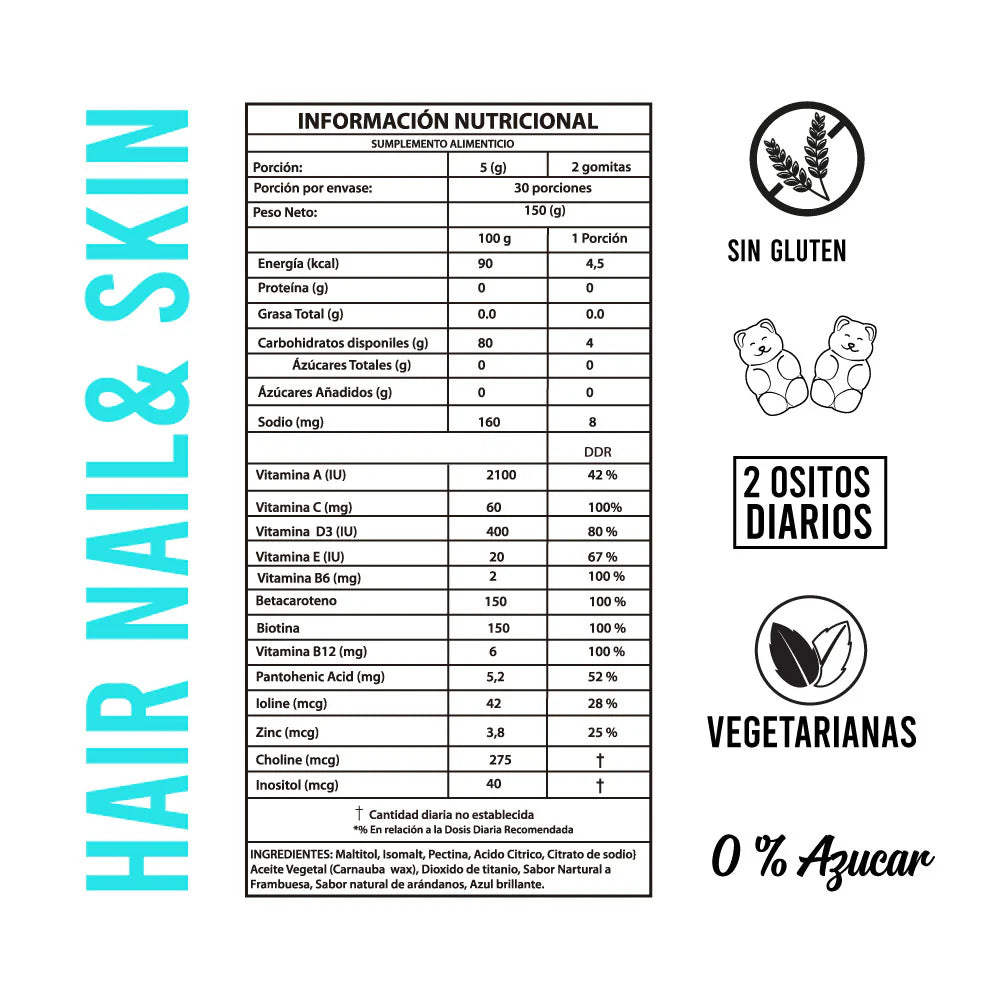 Biotin+ Betacaroteno 60 Gomitas Perfect Bear