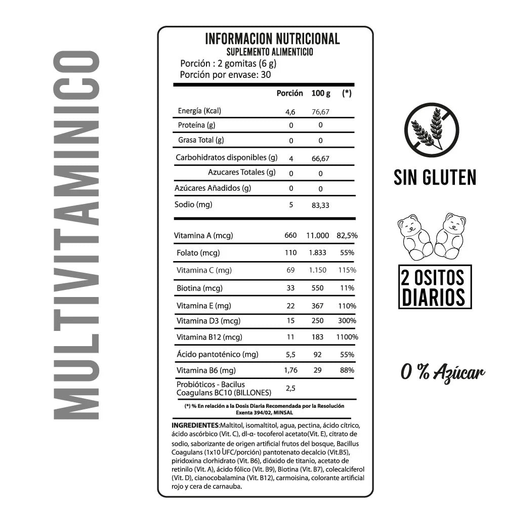 Multivitamico + Probiotico 60 Gomitas Perfect Bear